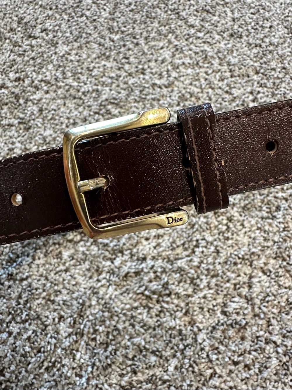 Vintage Christian Dior for Boys Brown Belt Gold Dior Buckle 24-26 USA